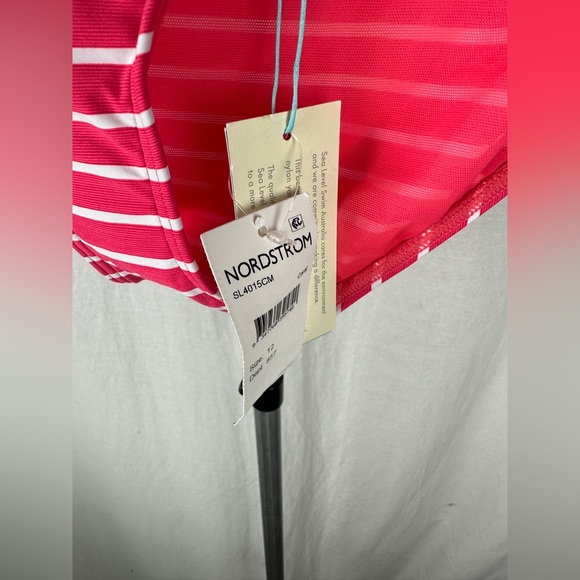 Sea Level Swim Coral & White Stripe Chamarel Band Bikini Bottom Size 12 NWT - Picture 5 of 13